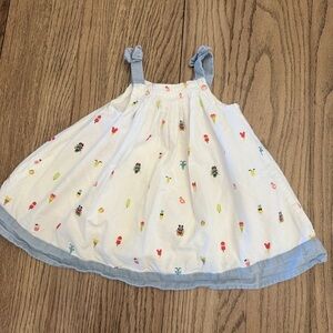 Disney White Lined  Baby Dress  Sz 6-9 months EUC Beach Mickey BI